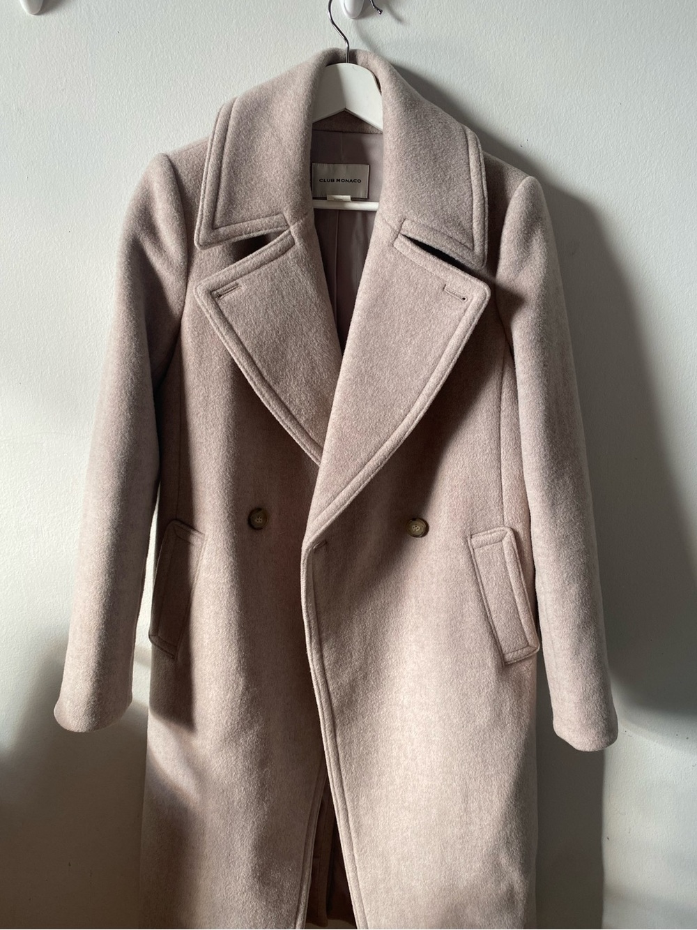 Club Monaco Daylina Women's Taupe Wool Double-Breasted Coat